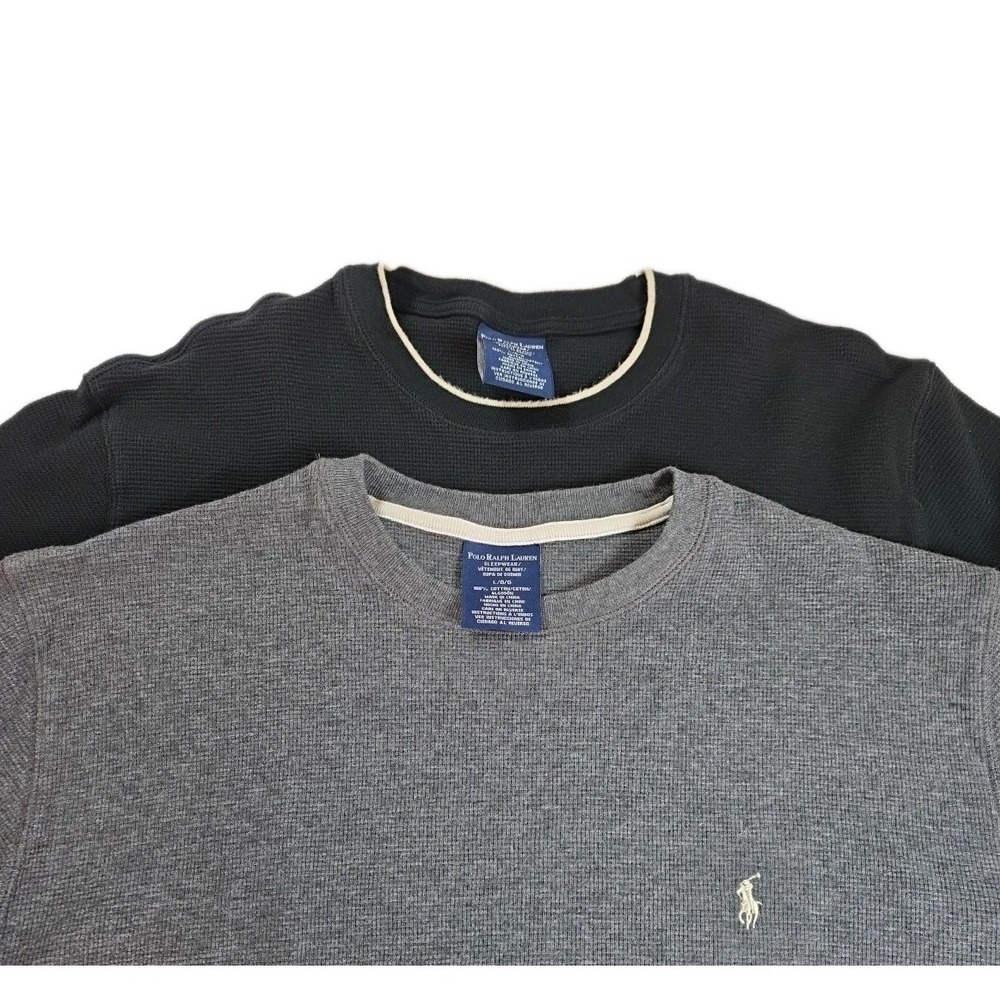 Polo Ralph Lauren‎ Sleepwear Thermal Waffle Knit Shirt Men's L Pajama Top LOT 2
